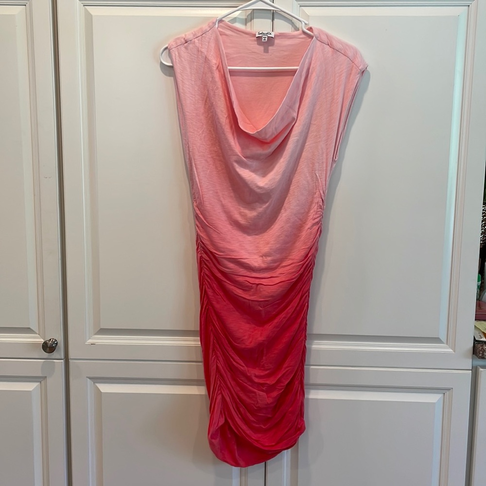 Splendid extra small cowl -ruched  light pink coral Ombré dress